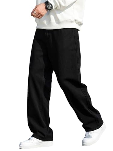 Image of Zewool Men's Baggy Jeans Loose Fit Y2k Skater Denim Pants Straight Leg Hip Hop Trousers Wide Leg Relaxed Fit Classic Vintage Extreme Motion,B3 Black,XXL