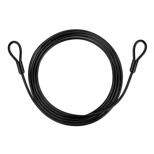 Image of GUNGY 2M Bike Lock Cable Heavy Duty Cable Lock Security Cable with PVC Coated Double Loop 4 mm Thickness with PVC Coating for Padlocks Disc U-Locks Black