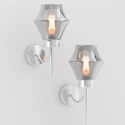 Image of Retro Smoky Grey Glass Wall Light – Modern Industrial E27 Wall Lamp Fixture, Vintage Wall Mounted Glass Sconce with Grey Shade for Bedroom, Hallway, Living Room, Kitchen & Indoor Decoration 2 Pack