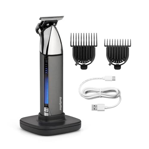 Image of BaByliss Super-X Metal Beard & Stubble Trimmer - Professional Grooming Tool with Japanese Steel Skeleton T-Blade, Digital Display, Lithium-Ion Power, 5-Hour Cordless Runtime, Waterproof Design, T996U