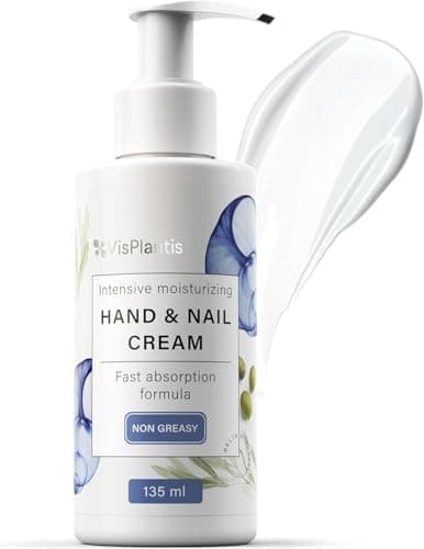 Image of Vis Plantis Intensive Hand Cream for Very Dry Hands with Urea, Olive Oil & Snail Secretion Filtrate - 135 ml Sensitive Skin Moisturising Hand Cream for Women & Men - Natural Vegan Nail Mask with Pump