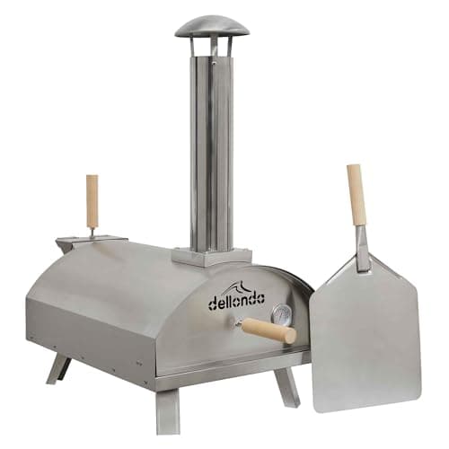 Image of Dellonda Portable Wood-Fired 14" Pizza Oven and Smoking Oven, Stainless Steel - DG11