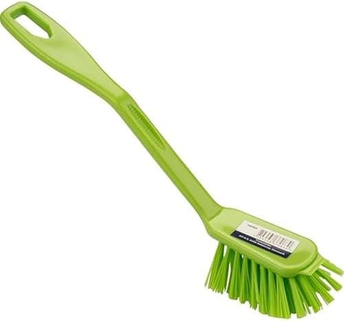 Image of ABENA Green Dishwashing Brush, 27cm, Stiff Bristle Kitchen Cleaning Brush, Scraper Edge, Durable Nylon Dish Brush for Pots, Pans & Dishes, Ergonomic Handle, Everyday Kitchen Use