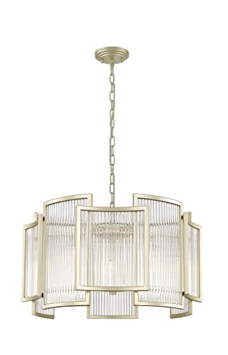 Image of Impex Antigua 5 Light Gold Crystal Pendant Ceiling Light