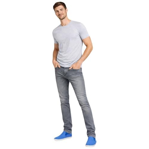 Image of True Face Mens Jeans Slim Fit Stretch Trousers Denim Pants Cotton Bottoms Zip Fly 5 Pockets Western Casual Wear TrueFace TF022 Grey Wash 36WX30L