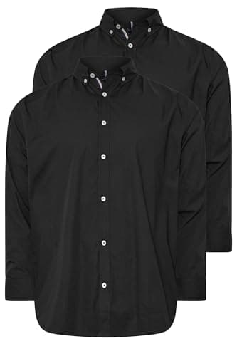 Image of BadRhino Big & Tall 2 Pack Long Sleeve Poplin Shirts - Men's - Plus Size Curve Black