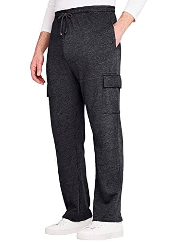 Image of Pegasus Men's Fleece Jog Pant with Cargo Pockets Soft and Comfortable Lounge Pants Black 40W / 27L