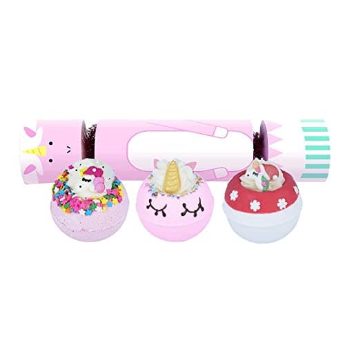 Image of Bomb Cosmetics The Christmas Unicorn Cracker Handmade Gift Pack, Contains 3-Pieces, 160g Each, Pink