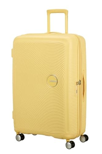 Image of American Tourister Soundbox - Hard Shell Suitcase Large, 77 cm - Trolley Suitcase with 4 Wheels, TSA Lock, Expandable & Light, 97/110L, Pastel Yellow (Pastel Yellow)