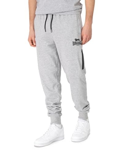 Image of Lonsdale Grinstead Men's Jogging Bottoms, Regular Fit, Marl Grey/Black, 3XL
