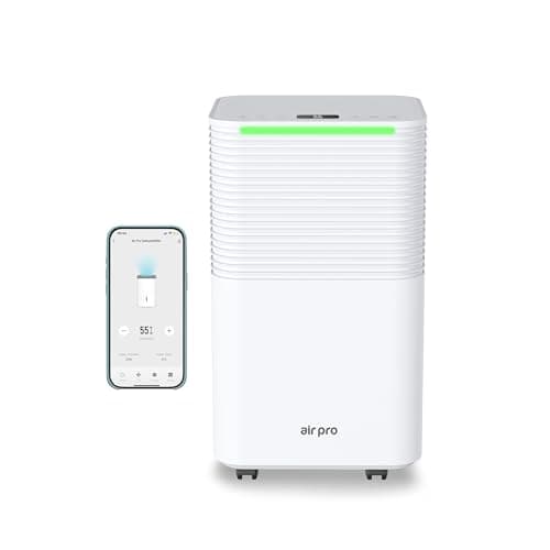 Image of Air Pro 12L/Day Digital Dehumidifier - WIFI App - Large 2L Tank, Sleep Mode, 24H Timer Laundry Drying, Bedroom, Basement, Garage & Kitchen - Portable Electric Mould, Damp and Condensation Remover