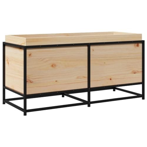 Image of vidaXL Solid Pine Wood Garden Planter 100x40x50 cm - ic Brown Rectangular Plant Container with Steel Frame - Spacious for Outdoor/Indoor Use