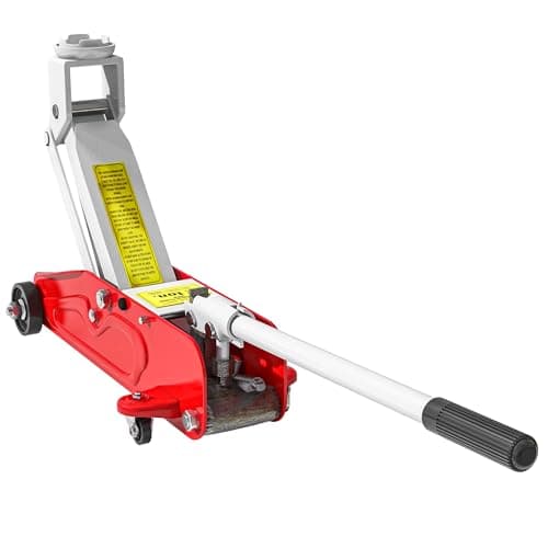 Image of HOMCOM Hydraulic Car Jack, Low Profile Trolley Jack, 2 Ton Heavy Duty Steel Floor Jack with Quick Lift for Car Auto Trailer Garage Tyre Repair, Red