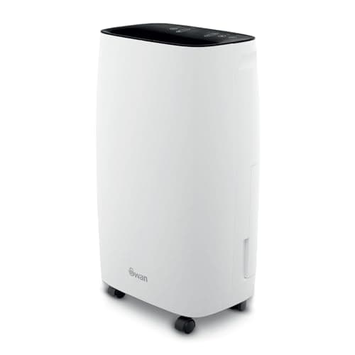 Image of Swan 10L Dehumidifier with Humidity Sensor, 2 Speed Settings, Carbon Filter for Removing Odours, 24-Hour Timer, 1.5m Power Cable, 2.5L Water Tank, White, SH16505