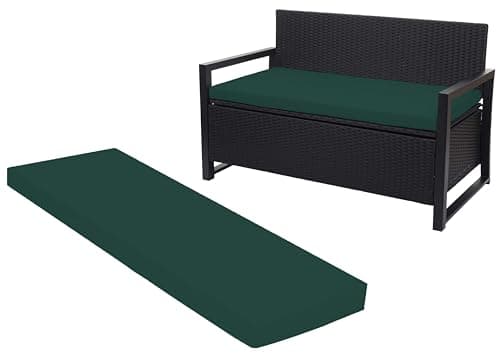 Image of Crescent Textile 100% Waterproof Garden Bench Cushion 2/3/4 Seater Outdoor Long Bench Seat Pad for Lawn & Garden, Patio, Office, Coffee Shop with Removable Cover (3 Seater 140cm x 51cm x 5cm, Green)