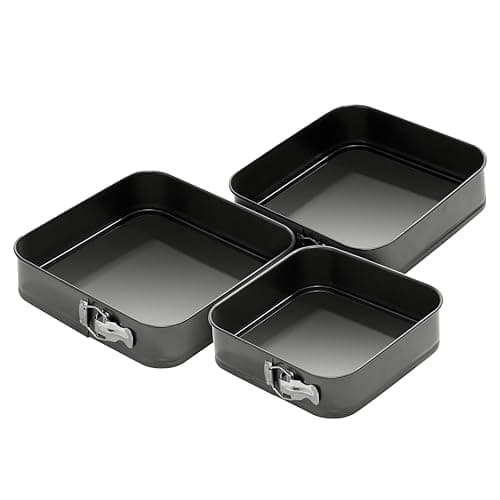 Image of Premier Housewares Versatile Set of Three Spring Form Cake Tin | Durable Cake Storing Tins for Kitchen | Non Stick Coated Cake Storage Tin for Baking | Easy Release Cake Tins