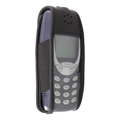 Image of caseroxx Leather-Case with belt clip compatible with Nokia 3310/3330 made from genuine leather, Pouch with belt clip and viewing window in black