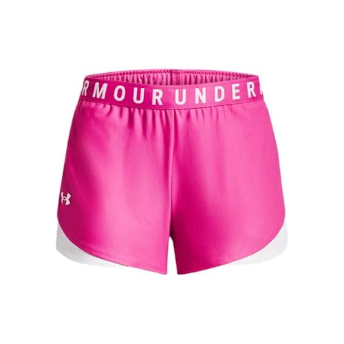 Image of Under Armour Women's Play Up Shorts 3.0, Loose Gym Shorts for Women, Sweat-Wicking Running Shorts with Pockets, Women's Shorts with a Flattering Curved Hem Pink