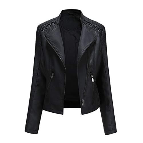 Image of YYNUDA Women's Stylish Faux Leather Jacket Zip Up Moto Biker Classic Short Jacket Coat Black XL