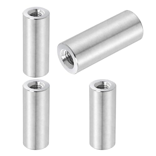 Image of sourcing map 4Pcs M8x1.25x40mm Round Coupling Nuts, Stainless Steel Connector Nut Fasteners Rod Hardware Nuts 14mm OD for Threaded Rod, Industrial Construction Fasteners, Silver