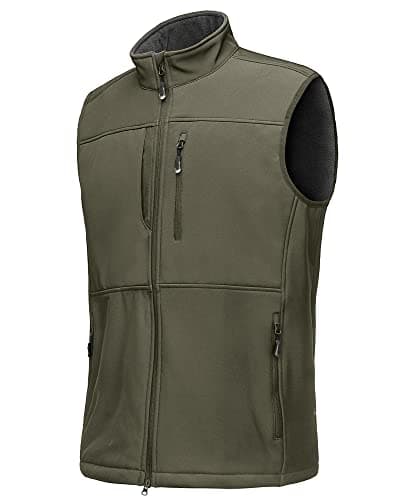 Image of 33,000ft Mens Softshell Gilet Activewear Vests Windproof Fleece Lined Outerwear Zipped Pockets Sleeveless Softshell Jacket for Leisure, Golf, Travelling Green L