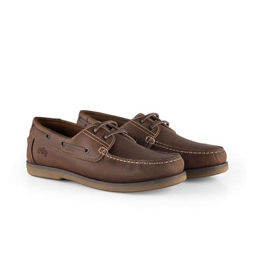 Image of Catesby Hector Leather Mens Boat and Deck Shoes Lightweight Casual Summer Shoes, Tan, UK 8