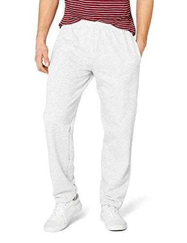 Image of Fruit of the Loom mens Open Hem Pants Joggers, Heather Grey, L UK
