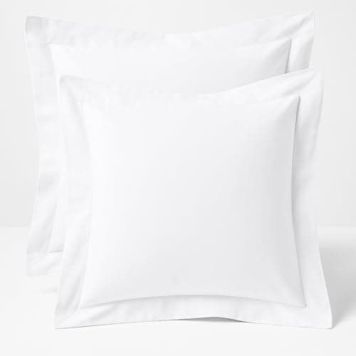Image of Comfort Beddings 2 Pack Oxford Pillowcases – 65x65cm Continental Euro Pillow Covers – 100% Egyptian Cotton – 600 Thread Count Sateen – White Square Pillow Cases with Envelope Closure – Hotel Quality
