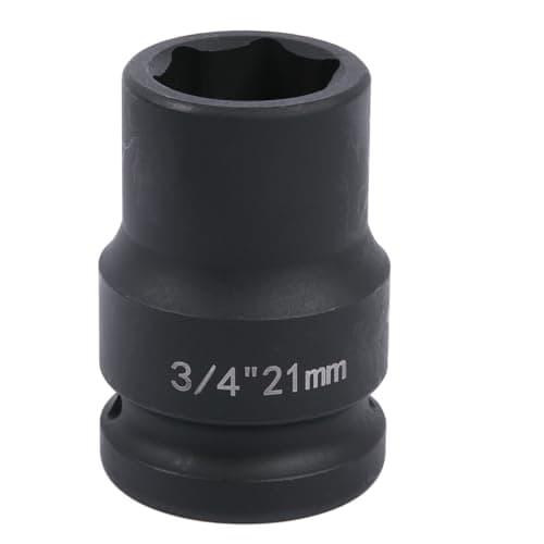 Image of Uxney 3/4" Drive 21mm Impact Socket,6-Point Chrome Molybdenum Steel, for Heavy-Duty Truck and Automotive Repair, Metric