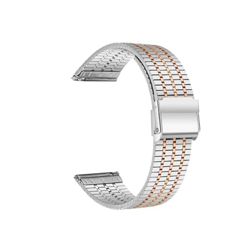 Image of LOKLNEYK Stainless steel metal strap fit for Xiaomi Watch S1 S2 42/46mm replacement wristband(Silver-rose,Xiaomi Watch S1 Pro)