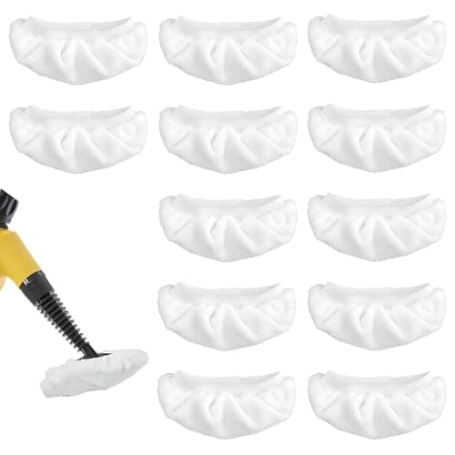 Image of JSUOEO 12 PCS Universal Replacement Steam Mop Pads, Washable Steam Cleaner Attachments Reusable Accessories Microfiber Cloths for Most Handheld Cleaner (White)