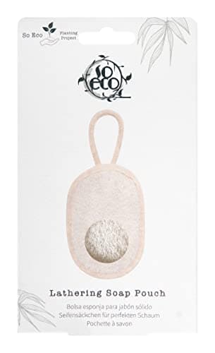 Image of So Eco Lathering Soap Pouch - Exfoliating Bag with Strap, Creates A Rich Lather & Extends Soap Life, Vegan & Cruelty Free, Made with Recycled & Organic Materials