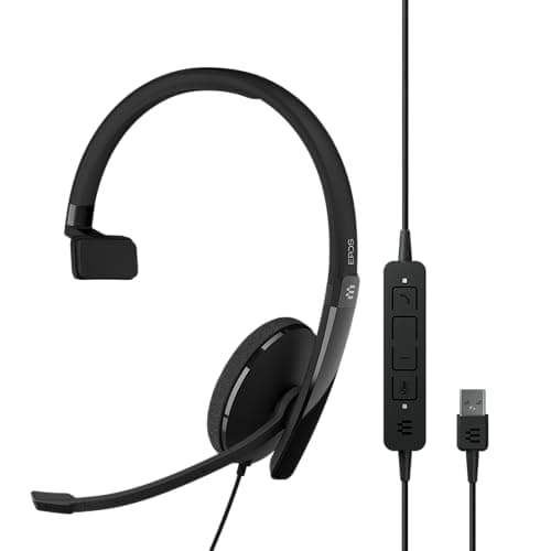 Image of EPOS | Sennheiser Adapt 130 USB II (1000913) - Wired Monaural Headset, UC Optimized, USB Connection - Superior Audio, Enhanced Comfort, Call Control - Black