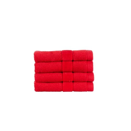 Image of Christy Prism Face Cloth Set | 4 pieces | Vibrant Colours | 100% Turkish Cotton | Super Soft and Fluffy | Quick Dry | Fire Engine Red