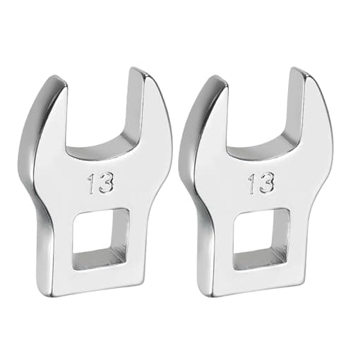 Image of sourcing map 2 Pcs Drive Crowfoot Wrench 3/8 Inch 13mm Metric Flare Nut Wrench CR-V Steel Electroplating Open End Crowfoot Spanner for Automotive Repair Mechanics, Bright Silver