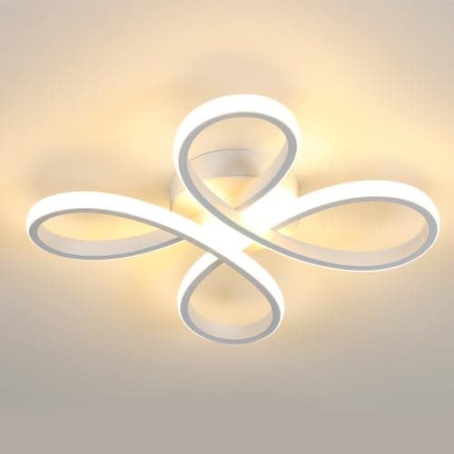 Image of Comely Modern LED Ceiling Light, 30W 3400LM Ceiling Lamp Fixture, Flower Shape Ceiling Lighting for Hallway, Balcony, Bedroom, Living Room, Dining Room, 3000K Warm Light, 30cm, White