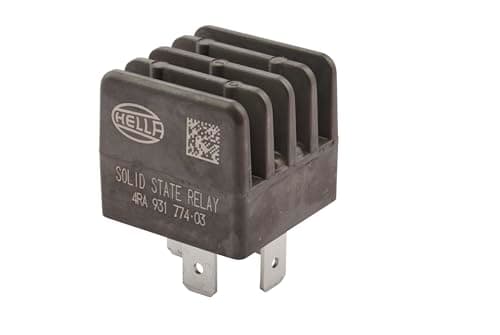 Image of HELLA 4RA 931 774-031 Relay, main current - 12V - 4-pin connector - Wiring Diagramme: SSR - Plug: B - Normally Open Contact - Pulsation-controlled - Colour: Black - without holder