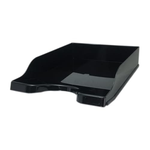 Image of Deflecto A4 Self Stacking Letter Tray In Black, A4 paper tray organiser, letter organiser storage, desk trays - CP130YTBLK