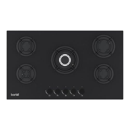 Image of Baridi 90cm Built-In Matt Black Gas Hob, 5 Burners, Cast Iron Supports & Auto Ignition, 10.4kW – DH385