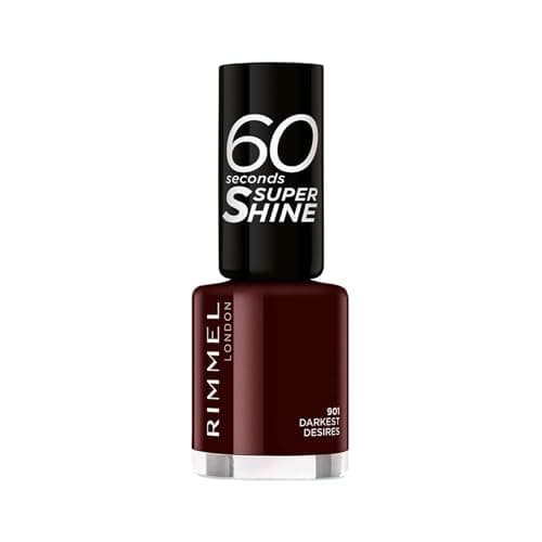 Image of Rimmel London Rita Ora 60 Seconds Super Shine Nail Polish, 901 Darkest Desires, 8 ml (Pack of 1), Packaging May Vary