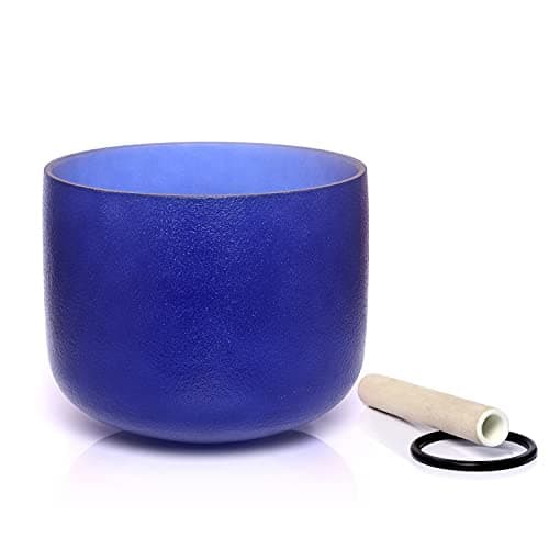 Image of FUCHU A note Third Eyes Chakra Indigo Colored Quartz Frosted crystal singing bowl 8 inch