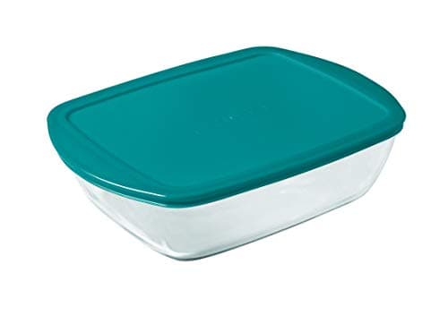 Image of Pyrex Cook & Store Glass rectangular Dish high resistance with lid 28x20x8 cm, Green