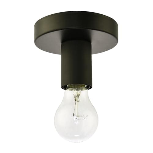 Image of Happy Homewares Traditional Matte Black Ceiling or Wall Light Fitting to Showcase Industrial Style Light Bulbs | 12cm x 8cm | 1 x 11w E27