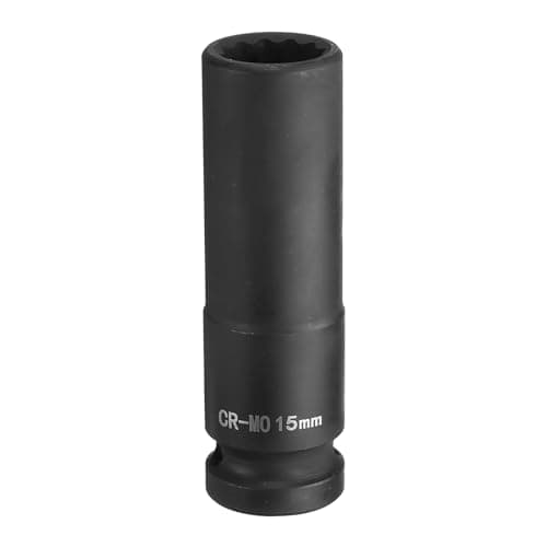 Image of sourcing map 12-Point Deep Impact Socket 1/2 Inch Drive 15mm Metric Chrome Molybdenum Alloy Steel Spindle Axle Nut Impact Socket