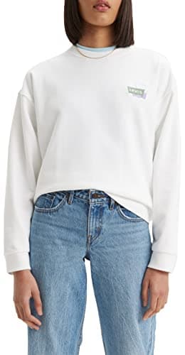 Image of Levi's Women's Graphic Salinas Crew Sweatshirt, Crew Mini Bw Hits Bright White, XS