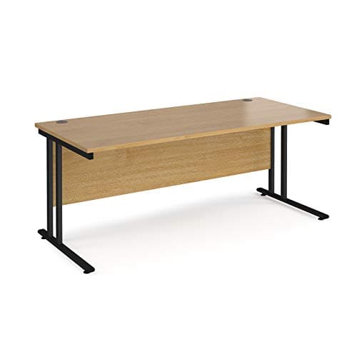 Image of Mr Office Maestro 25 straight desk 800mm deep - black legs, Oak, 1800