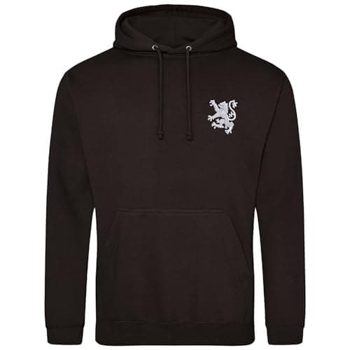 Image of Purple Print House Scotland Rampant Lion Embroidered Hoodie For Men Scottish Emblem St Andrews Rugby Country Him JHooded Top, M, Black