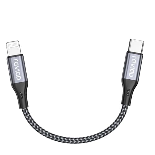 Image of RAVIAD USB C to Lightning Cable Short 15CM, MFi Certified iPhone Charger Cable Nylon PD Fast Charging Compatible with iPhone 14 13 12 11 Pro Max Mini X XS XR 8 8Plus - Grey