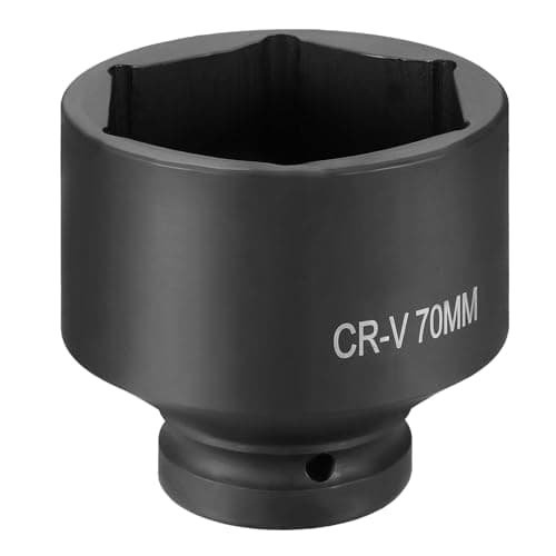 Image of sourcing map 6 Point Impact Socket 1" Drive 70mm Metric Socket CR-V Steel Spindle Axle Hex Sockets for Machine Shaft Nuts Bolts Repair, Black