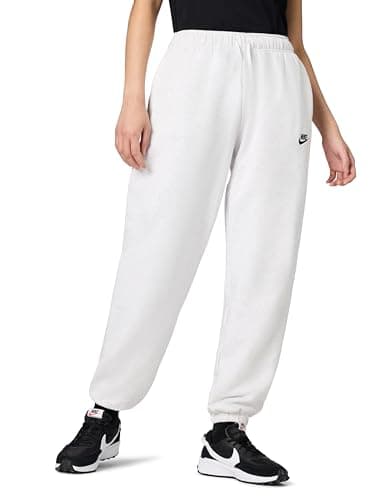 Image of Nike Women's Sportswear Club Fleece Mid-Rise Oversized Sweatpants, Birch Heather/Black, M